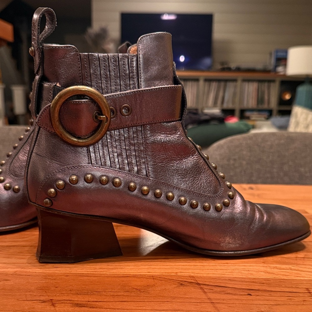 Coach Leather Studded Ankle Boots - pewter / dark silver - Picture 2 of 5